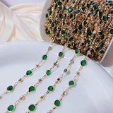 1m Dark Green Crystal Beads Chains for Jewelry Making