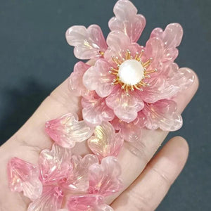 50pcs Glass Petal Leaf Charms 16*21mm for Flower DIY Jewelry Hair Pin Clips