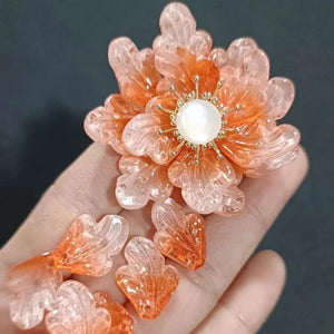 50pcs Glass Petal Leaf Charms 16*21mm for Flower DIY Jewelry Hair Pin Clips