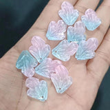 50pcs Glass Petal Leaf Charms 16*21mm for Flower DIY Jewelry Hair Pin Clips