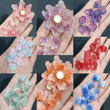 50pcs Glass Petal Leaf Charms 16*21mm for Flower DIY Jewelry Hair Pin Clips