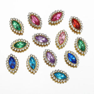 50pcs Horse Eye Glass Rhinestones Golden Claw Base Sew On Beads