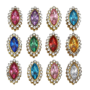 50pcs Horse Eye Glass Rhinestones Golden Claw Base Sew On Beads