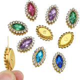 50pcs Horse Eye Glass Rhinestones Golden Claw Base Sew On Beads