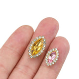 50pcs Horse Eye Glass Rhinestones Golden Claw Base Sew On Beads