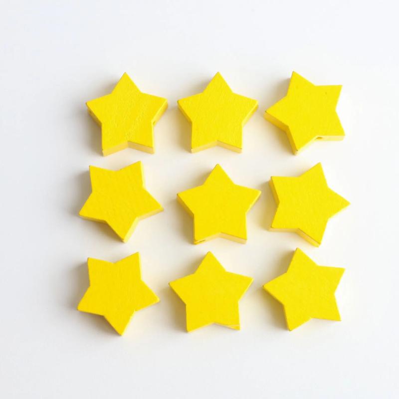 10Pcs Yellow Pentagram Wood Beads DIY Kids Charm Toy Accessories