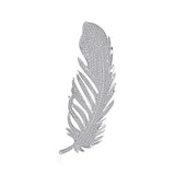 Dainty Silver Crystal Feather Brooch Zircon Stone Pin Dress Coat Accessory