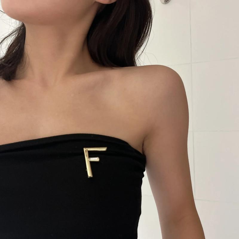 Metallic Letter Brooches Women Personality Jewelry
