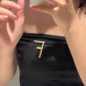 Metallic Letter Brooches Women Personality Jewelry