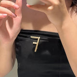 Metallic Letter Brooches Women Personality Jewelry