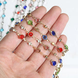 1m Colorful Crystal Beads Chains Glass Rhinestone KC Chain for DIY Jewelry