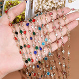 1m Colorful Crystal Beads Chains Glass Rhinestone KC Chain for DIY Jewelry