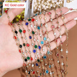 1m Colorful Crystal Beads Chains Glass Rhinestone KC Chain for DIY Jewelry