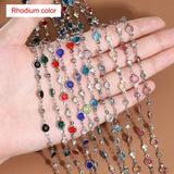 1m Colorful Crystal Beads Chains Glass Rhinestone KC Chain for DIY Jewelry