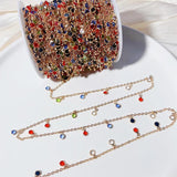 Colorful Crystal Beads Copper Chains 4mm Glass Charms Chain for DIY Necklace