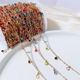 Colorful Crystal Beads Copper Chains 4mm Glass Charms Chain for DIY Necklace
