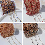 Colorful Crystal Beads Copper Chains 4mm Glass Charms Chain for DIY Necklace