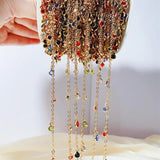Colorful Crystal Beads Copper Chains 4mm Glass Charms Chain for DIY Necklace