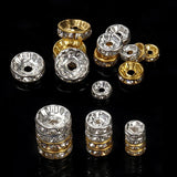 100pcs 4 6 8 10 mm Rhinestone Rondelle Spacer Silver Alloy Beads