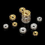 100pcs 4 6 8 10 mm Rhinestone Rondelle Spacer Silver Alloy Beads