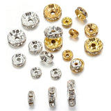 100pcs 4 6 8 10 mm Rhinestone Rondelle Spacer Silver Alloy Beads