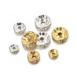 100pcs 4 6 8 10 mm Rhinestone Rondelle Spacer Silver Alloy Beads