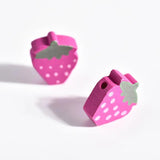 50Pcs Wood Strawberry Beads for DIY Jewelry Making Supplies