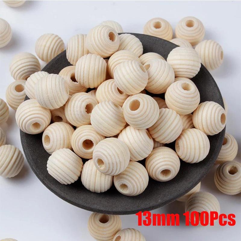 20/100Pcs Wooden Round Spacer Beads DIY Jewelry Making Eco-Friendly Natural Wood