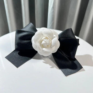 Fabric Camellia Flower Brooch Cloth Art Bow Tie Jewelry