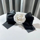Fabric Camellia Flower Brooch Cloth Art Bow Tie Jewelry