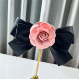 Fabric Camellia Flower Brooch Cloth Art Bow Tie Jewelry