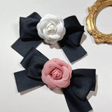 Fabric Camellia Flower Brooch Cloth Art Bow Tie Jewelry