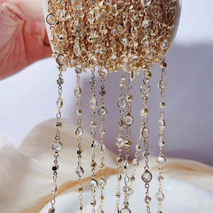 1m Crystal Glass Rhinestone Beads Chain Copper Necklace Bracelet DIY