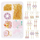 DIY Flower Petals Earrings Kit Glass Pearl Beads Hooks Charms Jewelry Crafts