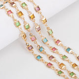 1m 4mm Crystal Rhinestone Glass Square Bead Chain Copper Chains DIY Jewelry