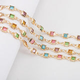 1m 4mm Crystal Rhinestone Glass Square Bead Chain Copper Chains DIY Jewelry