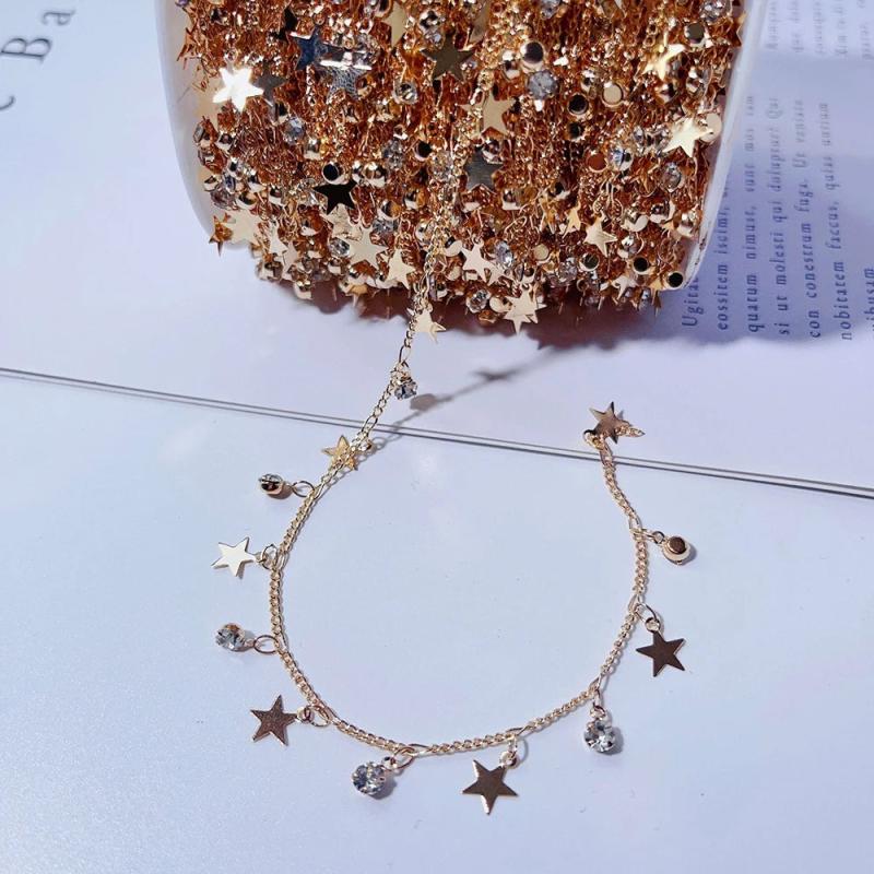 1m Star Crystal Round Bead Chain for Jewelry Making DIY Supplies