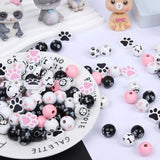 20Pcs 16mm Cat Paws Print Wooden Beads DIY Custom Party Decoration