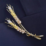 Wheat Zircon Brooch for Ladies Party Accessories