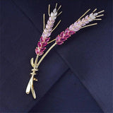 Wheat Zircon Brooch for Ladies Party Accessories