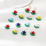 4PCS Coloured Glaze Flower Pendant for Jewelry Making