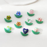 4PCS Coloured Glaze Flower Pendant for Jewelry Making