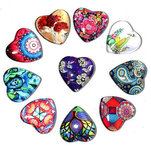 10/20Pcs Heart Glass Cabochons for DIY Jewelry Making