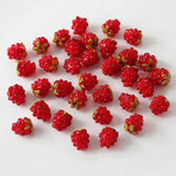 2PCS Glaze Glass Small Red Raspberry Straight Hole Beads DIY Making Supplies
