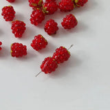 2PCS Glaze Glass Small Red Raspberry Straight Hole Beads DIY Making Supplies