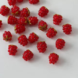 2PCS Glaze Glass Small Red Raspberry Straight Hole Beads DIY Making Supplies