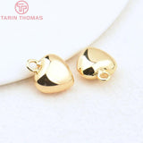 6PCS 24K Brass Heart Beads Charms 18x20x10MM 2MM Hole DIY Jewelry Findings
