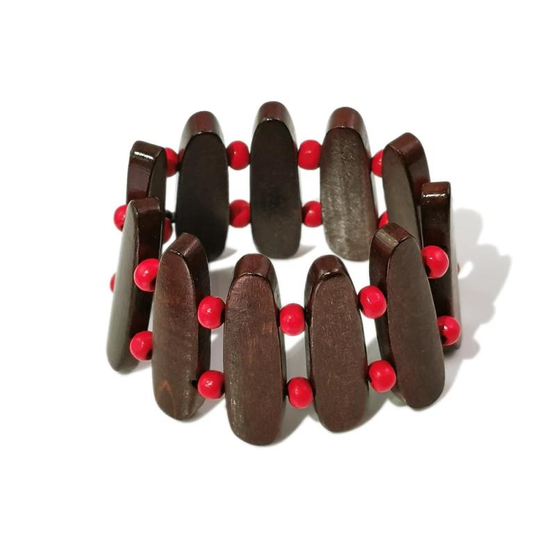 Wood Beads Bracelets For Women Wooden Beaded Cuff Statement Bangles