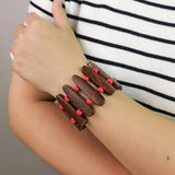 Wood Beads Bracelets For Women Wooden Beaded Cuff Statement Bangles