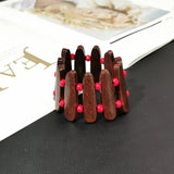 Wood Beads Bracelets For Women Wooden Beaded Cuff Statement Bangles